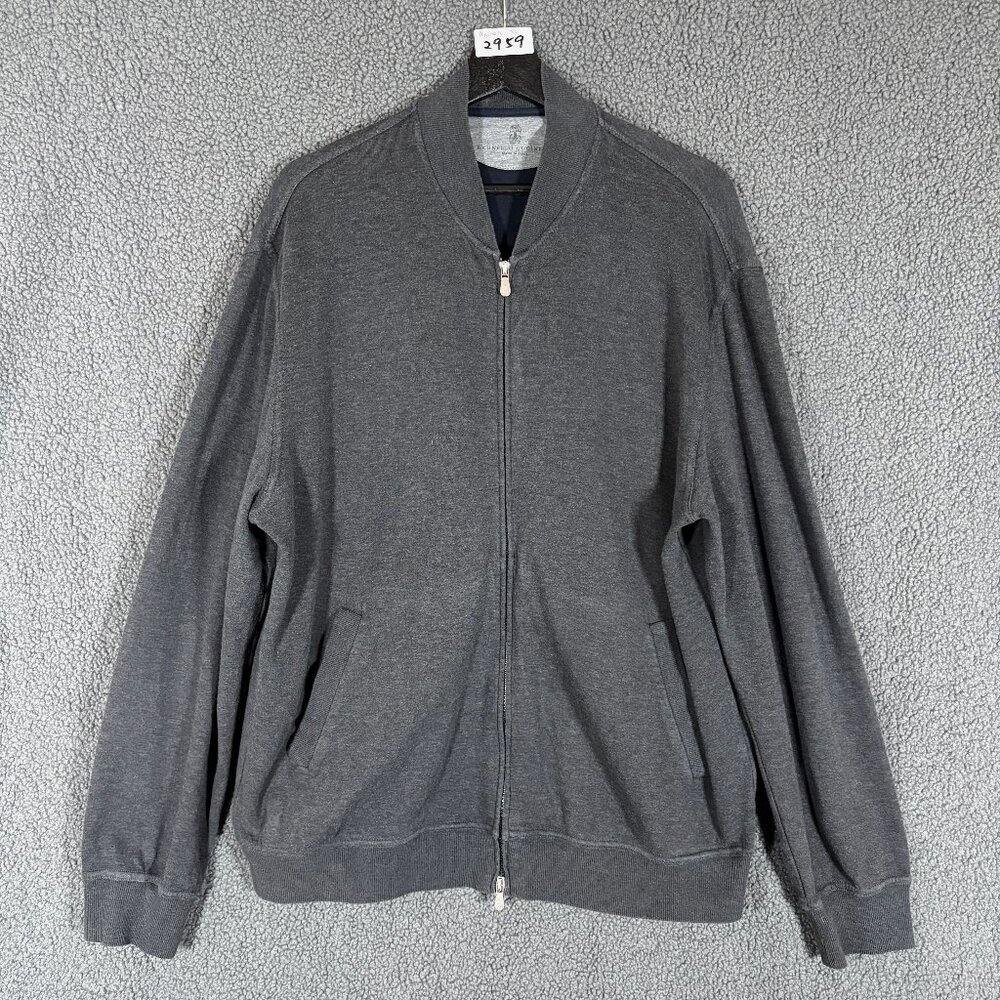 Brunello Cucinelli Zipped Cotton Blend Jacket - Men's Size XL - Gray